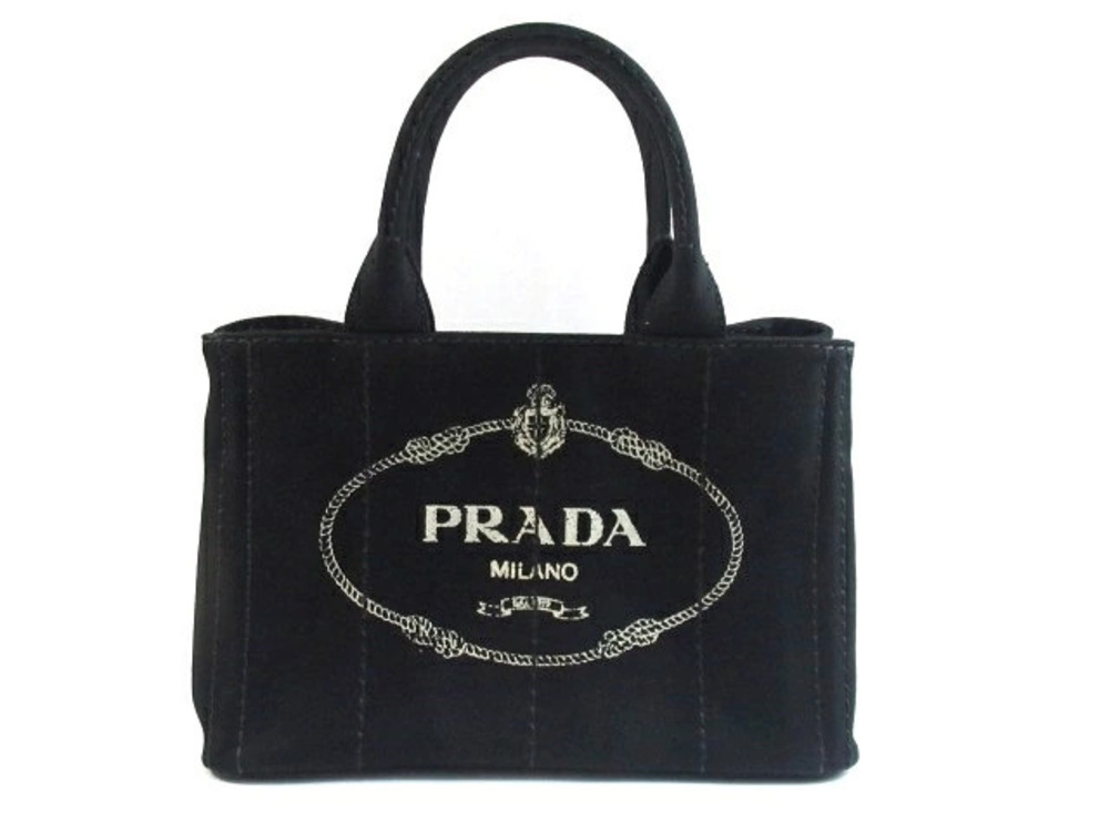 Prada Canapa Handbag Canvas Black Strap